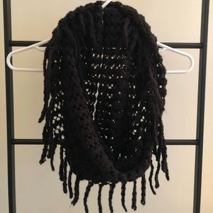 Black knit circle scarf